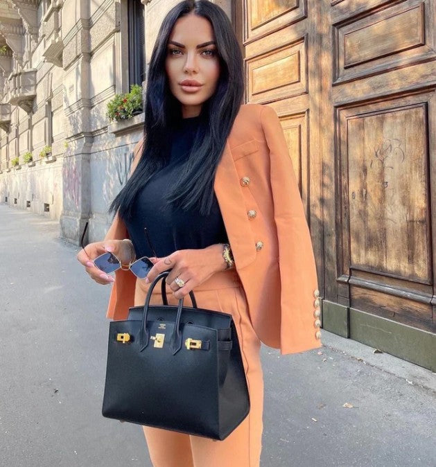 Professional Deep V-Neck Suit Jacket & Pant Sets