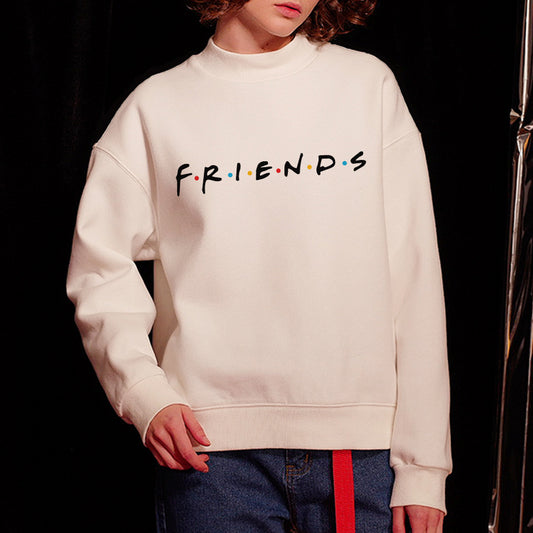 Friends Letter Printed Round Neck Long Sleeved Sweater CD366