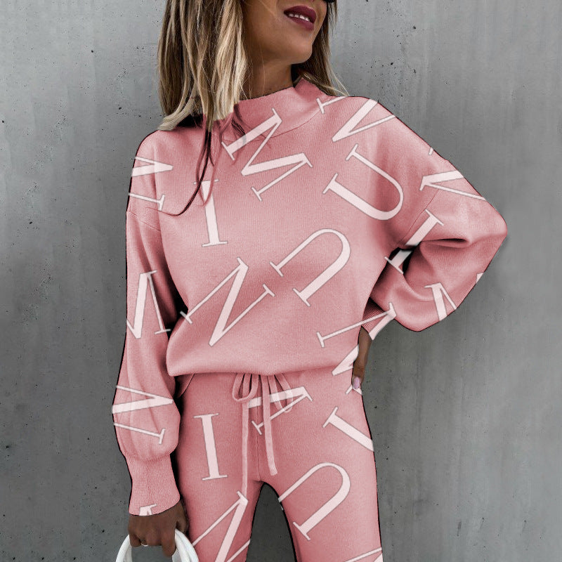 Tie Dye Print Turtleneck Long Sleeve Casual Set CD610