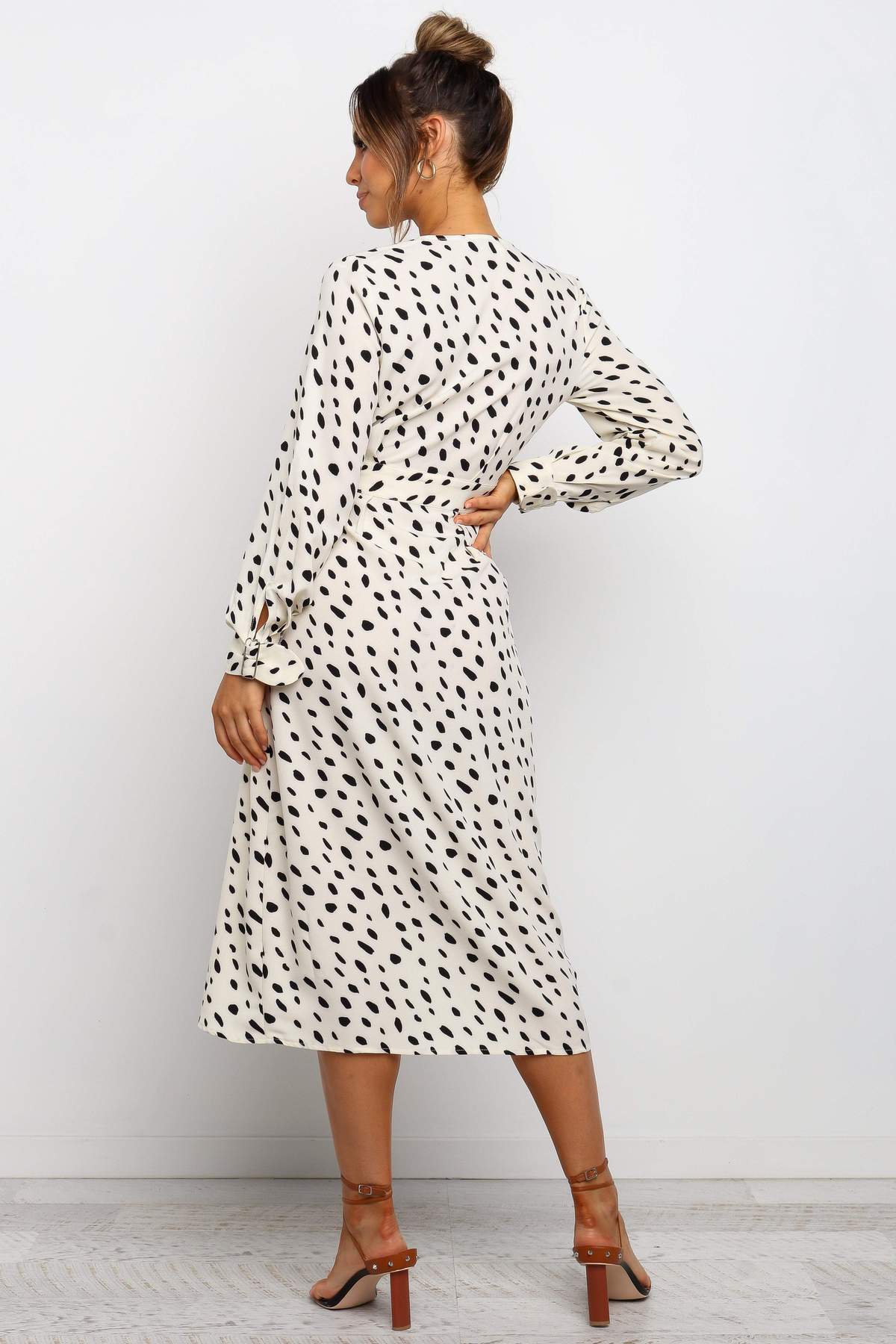 V-neck Leopard Print Long-sleeved Irregular Dress CD338