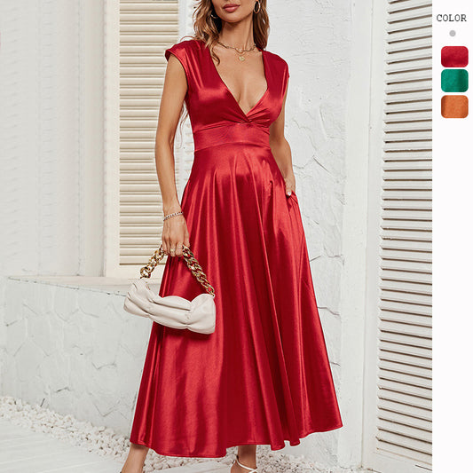 Women's V-neck Big Swing Spicy Girl Dress CD566