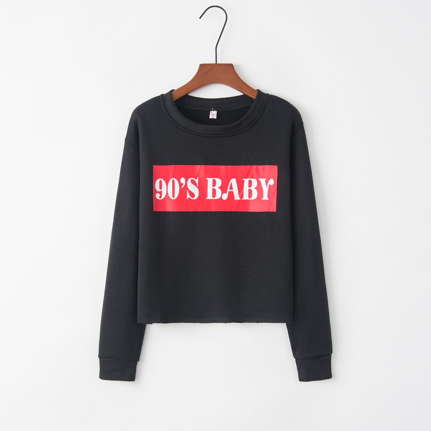 Letter Printed Long Sleeved Round Neck Sweater CD397