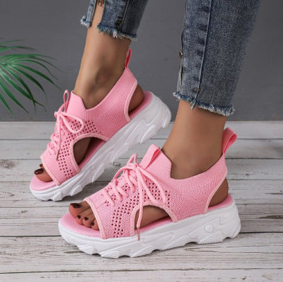 Women's Fish Mouth Thick Bottom Flyknit Casual Sandal CD509