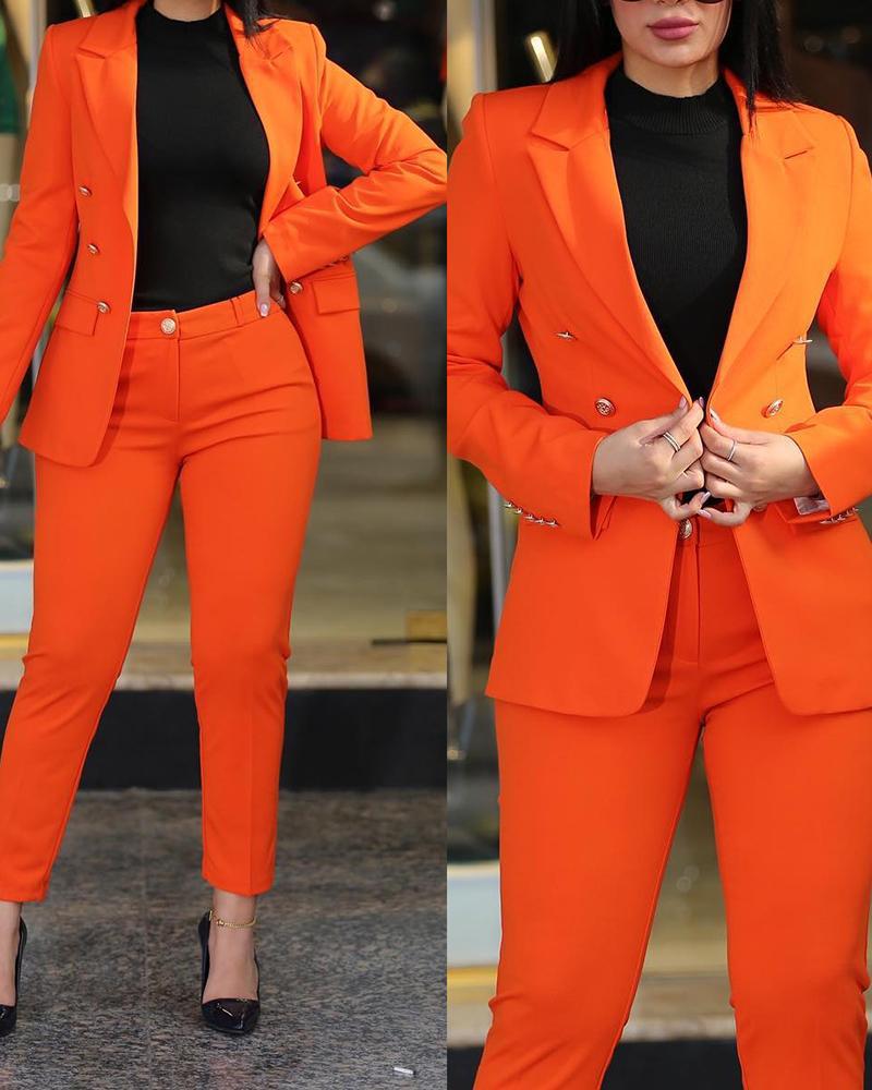 Professional Lapel Neck Suit Jacket & Buckled Pant Sets