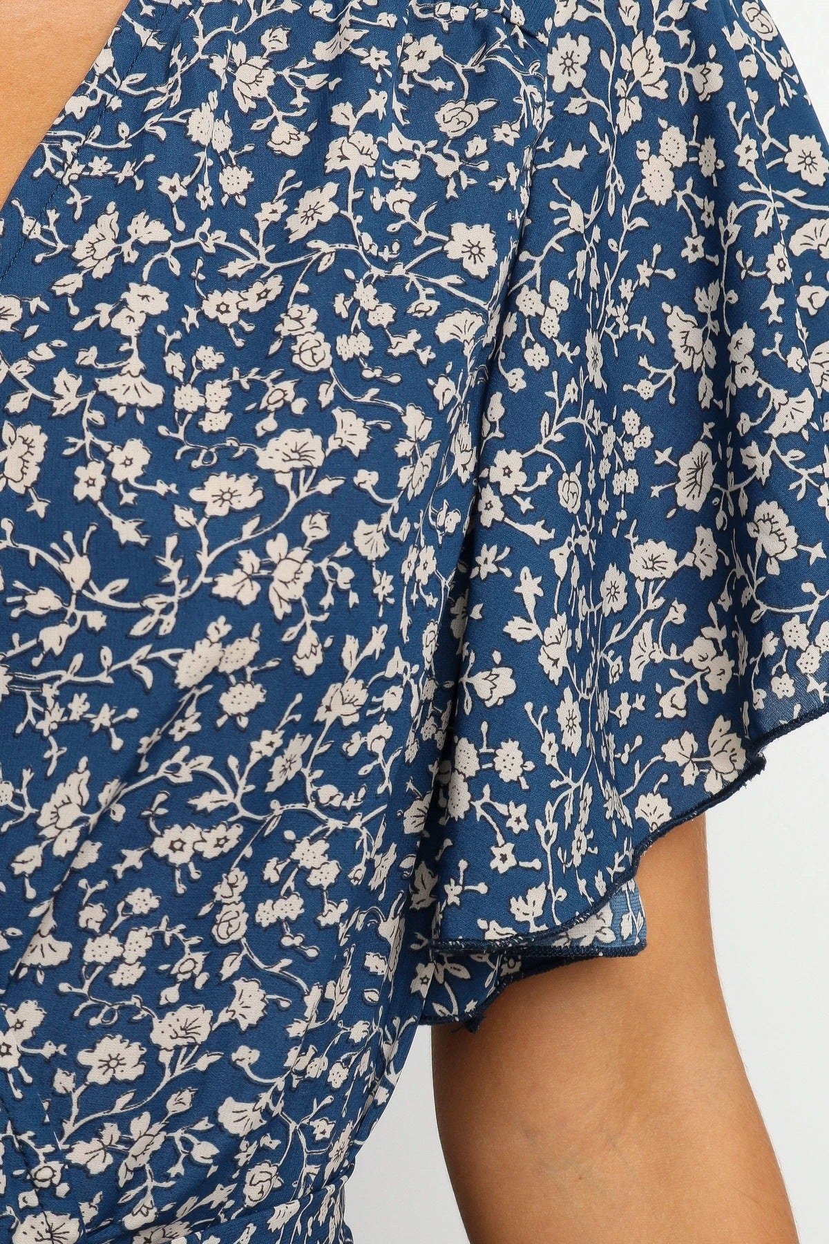 Chiffon Floral High Waisted V-neck Dress CD291