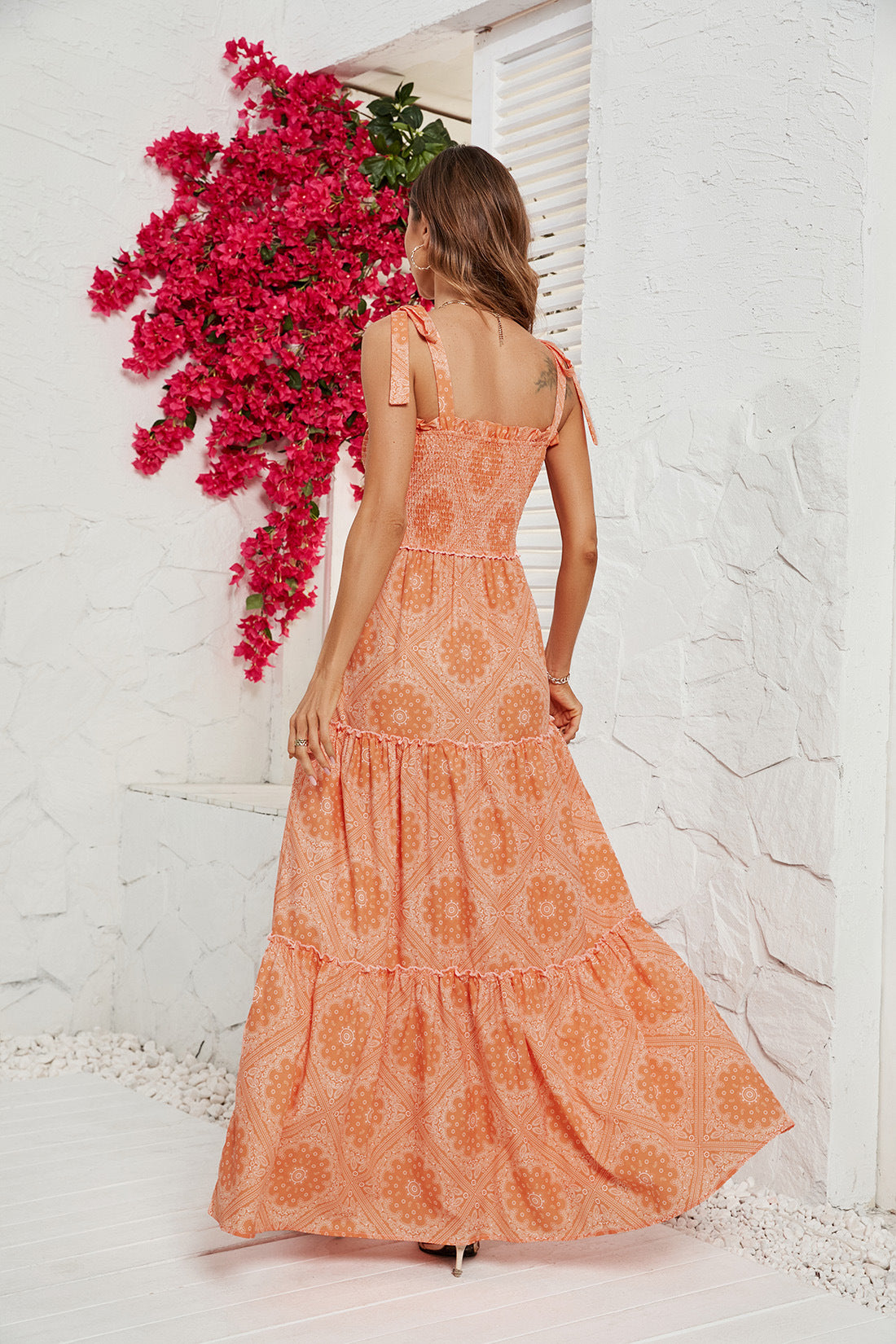 Women's Sleeveless Printed Strap Dress CD553
