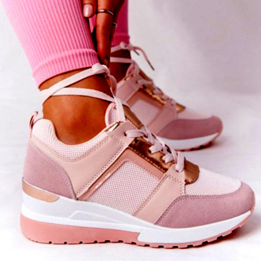 Women's Thick Sole Wedge Heel Strap Mesh Sneaker CD508
