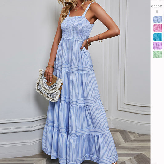 Women's Suspender Striped Holiday Dress CD527