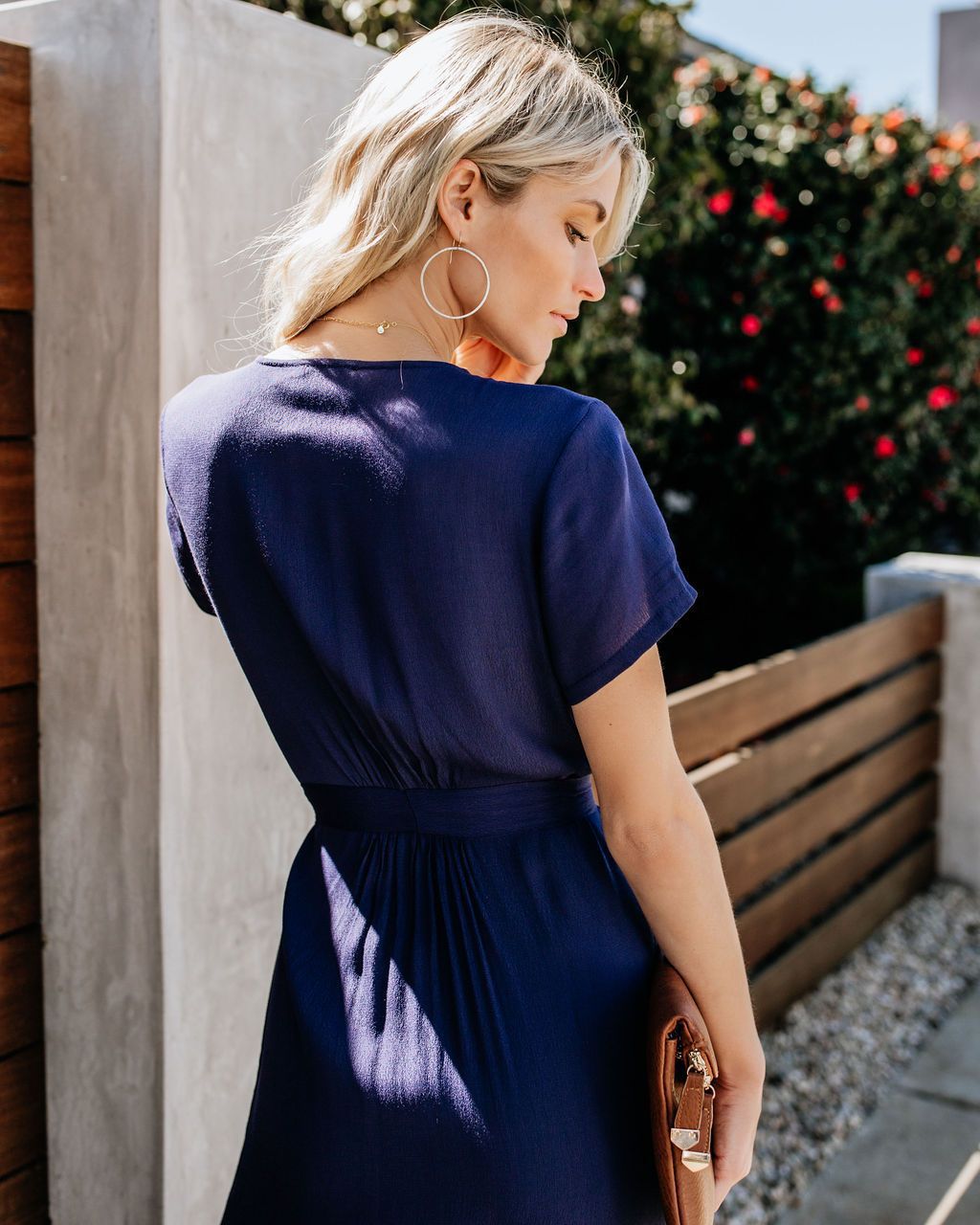 V-neck Short Sleeve Waist Big Swing Dress CD304