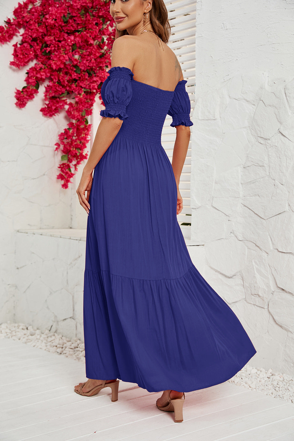 Women's Off Shoulder Short Sleeve Off Back Dress CD588