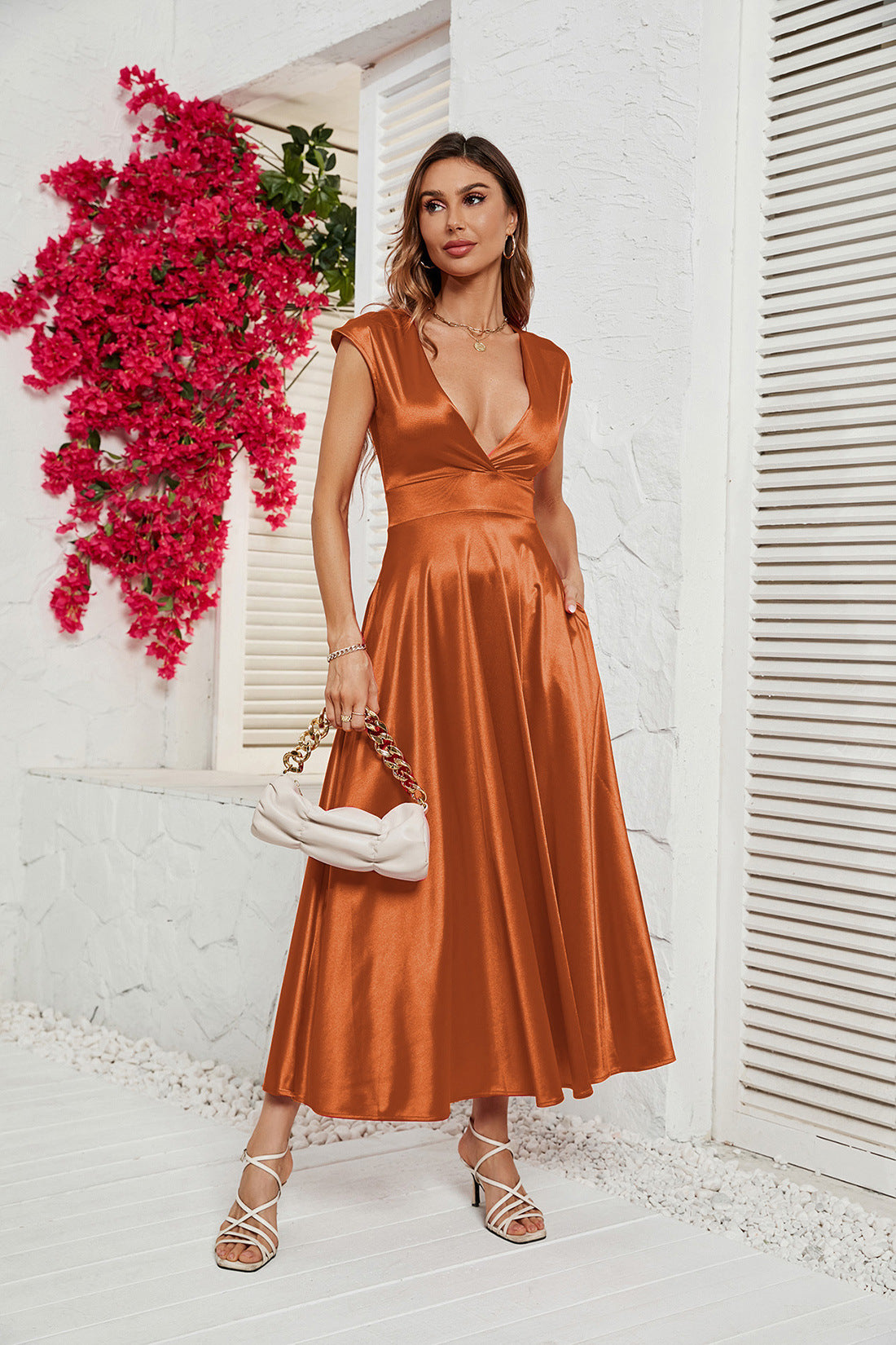 Women's V-neck Big Swing Spicy Girl Dress CD566