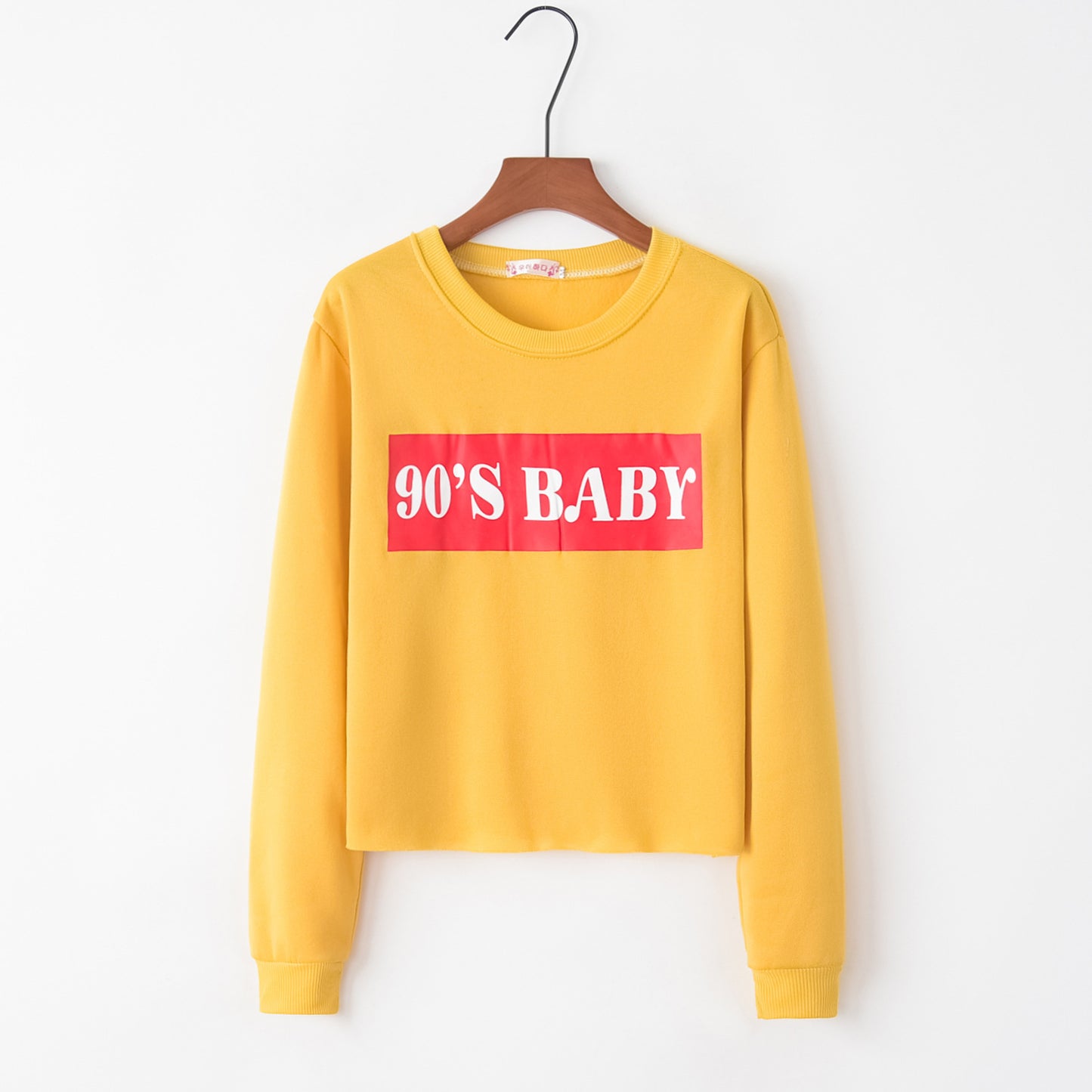 Letter Printed Long Sleeved Round Neck Sweater CD397