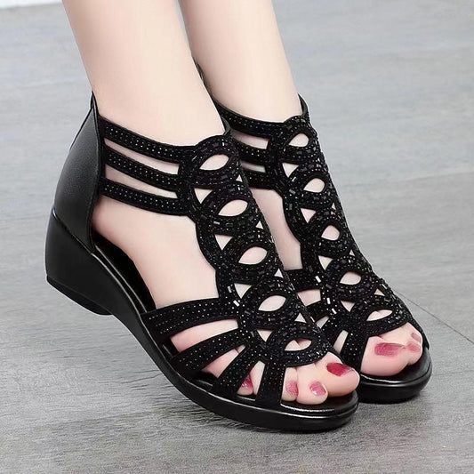 Women's Soft Leather Soft Sole Wedge Sandals CD505