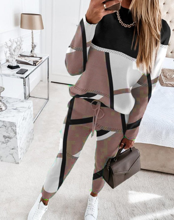 Women's Casual Striated Coat & Pant Sets