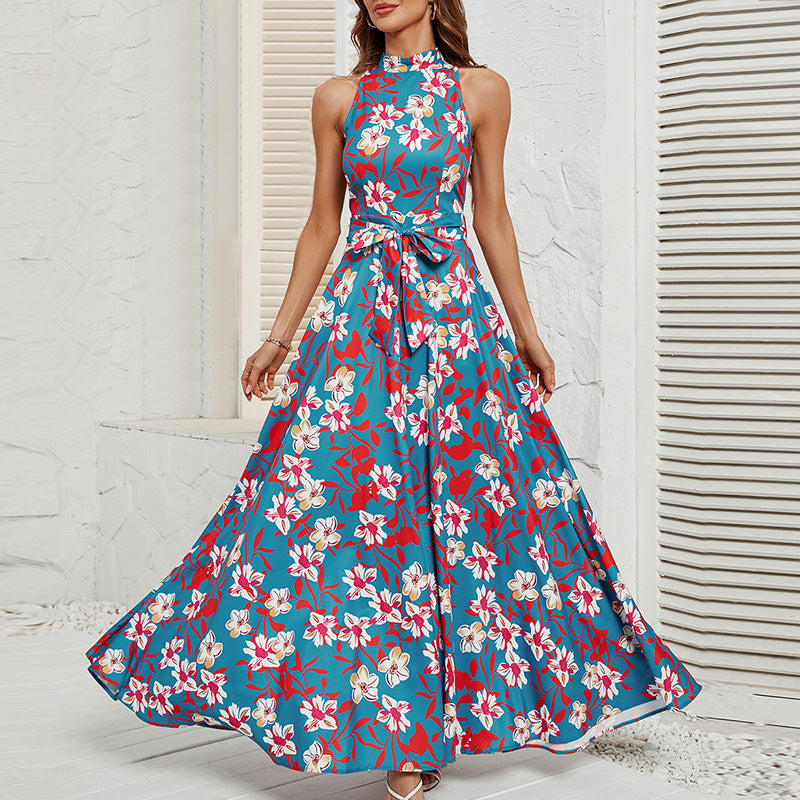 Women's Printed Round Neck Spice Dress CD572