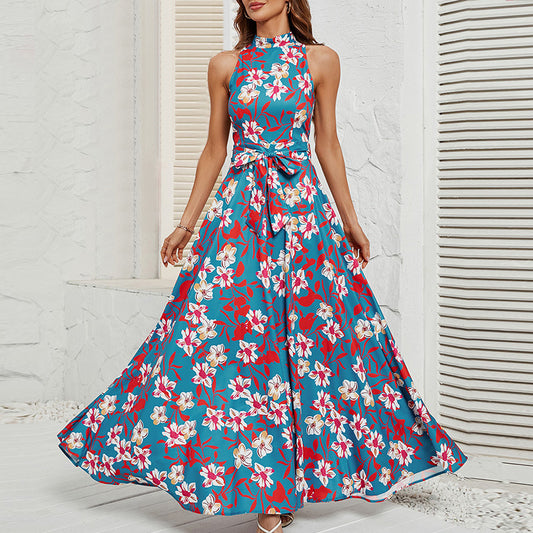 Women's Printed Round Neck Spice Dress CD572