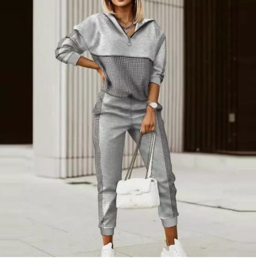 Women's Vintage Printed Hoodie & Pant Sets Black