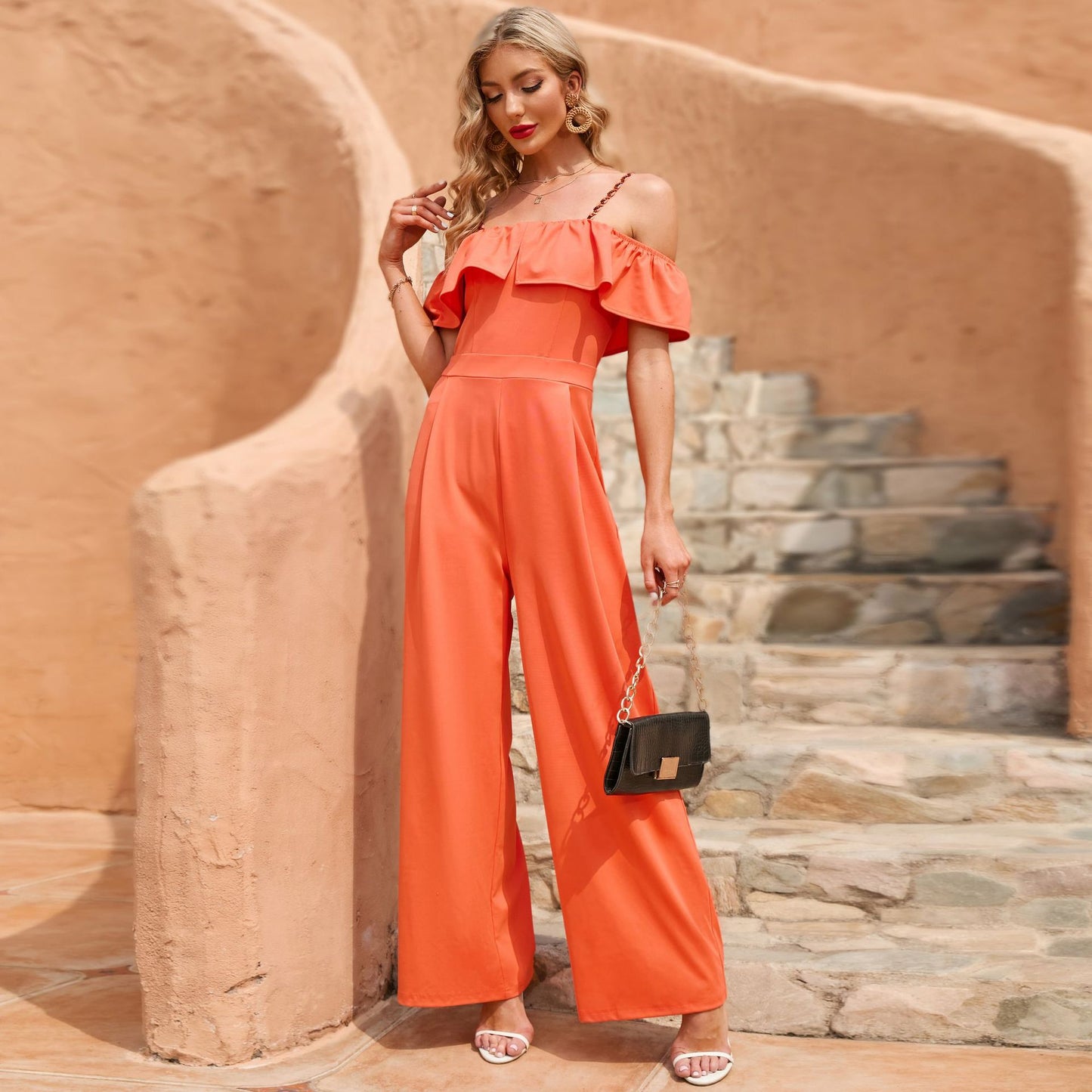 Loose One-shoulder Jumpsuit Solid Trousers CD667
