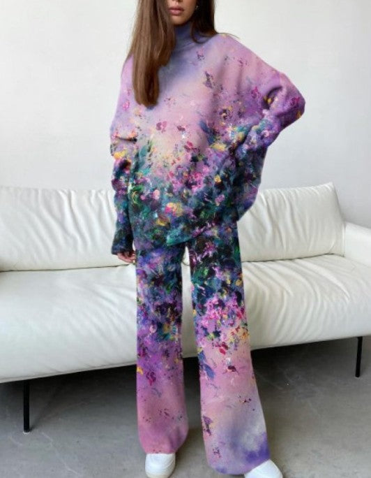 Women's Loose Patterned Indoor Pajamas Pant Sets