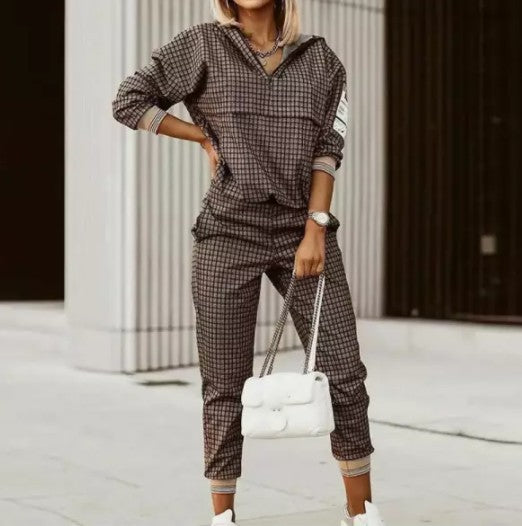 Women's Vintage Printed Hoodie & Pant Sets Black