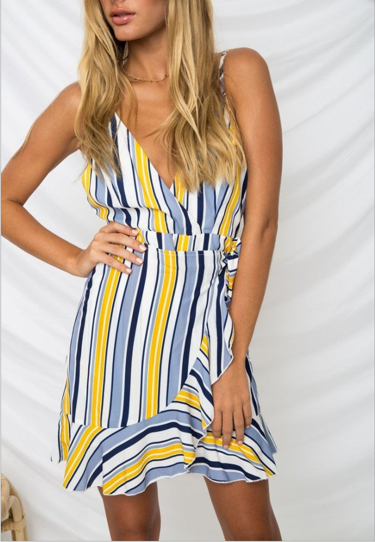 Summer Print Slip V-neck Sleeveless Dress CD356