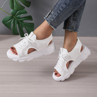 Women's Fish Mouth Thick Bottom Flyknit Casual Sandal CD509