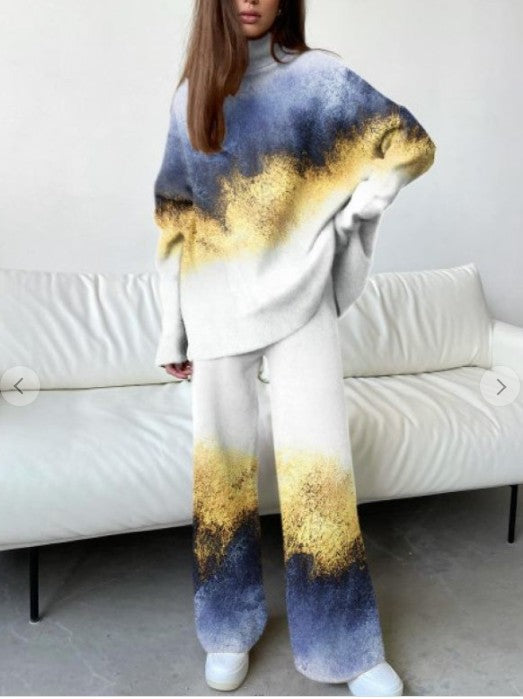 Women's Loose Patterned Indoor Pajamas Pant Sets