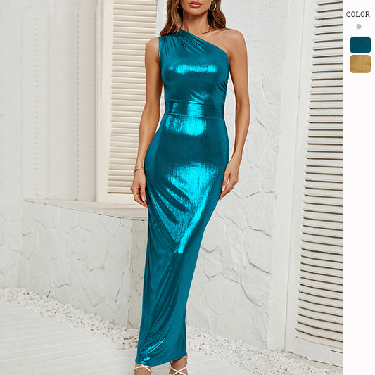 Women's Slim Fit Slant Neck Sleeveless Dress CD570
