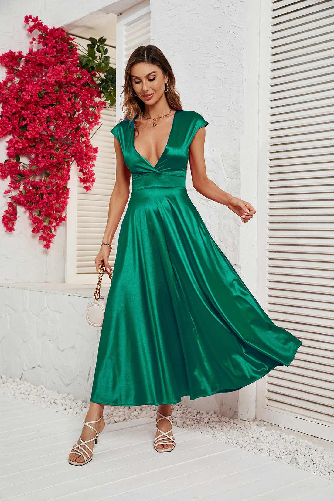 Women's V-neck Big Swing Spicy Girl Dress CD566