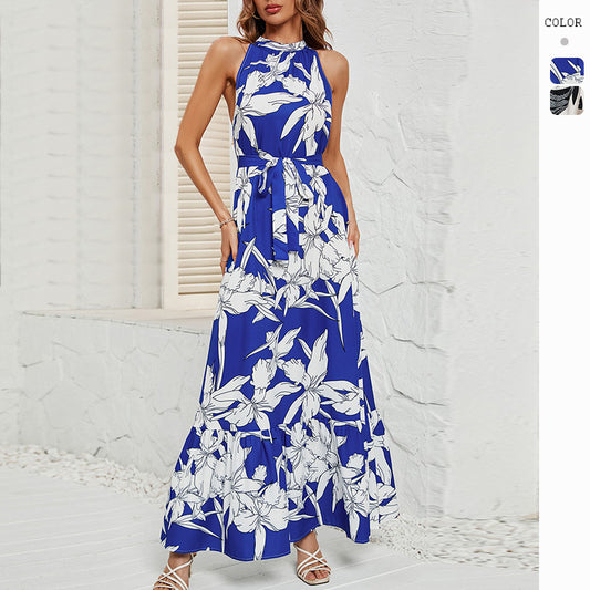Women's Printed Round Neck Sexy Dress CD555