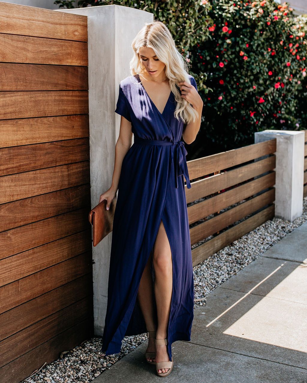 V-neck Short Sleeve Waist Big Swing Dress CD304