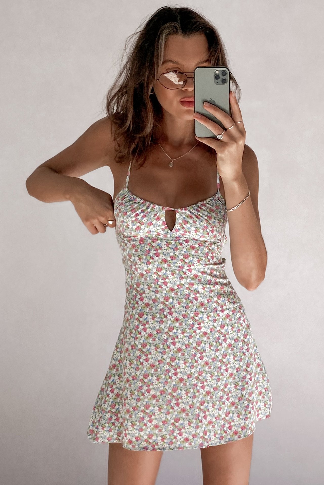 Sexy Floral Floral Print Strap V-neck Dress CD214