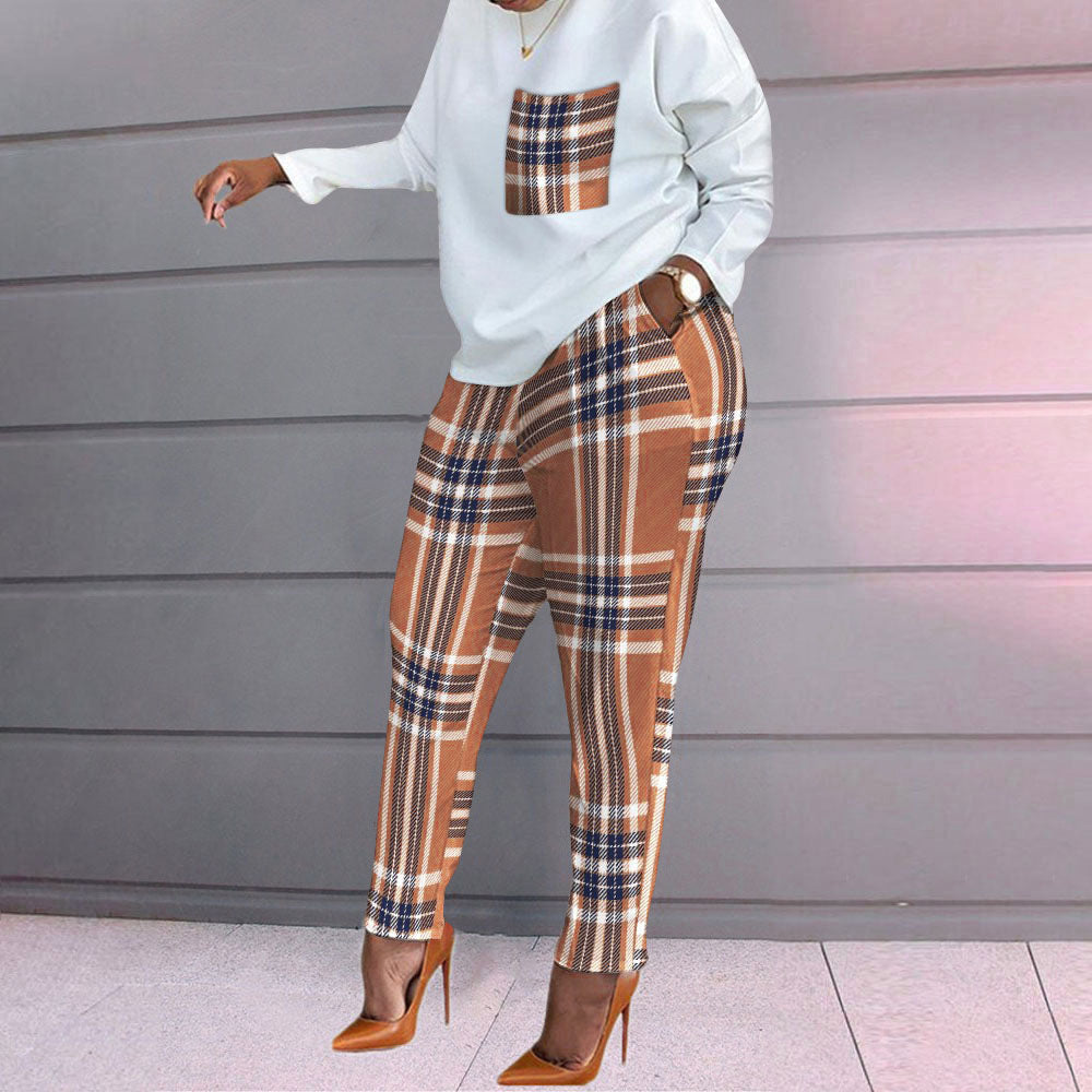 Fashion-print Long-sleeved Loose Casual Suit for Women CD603