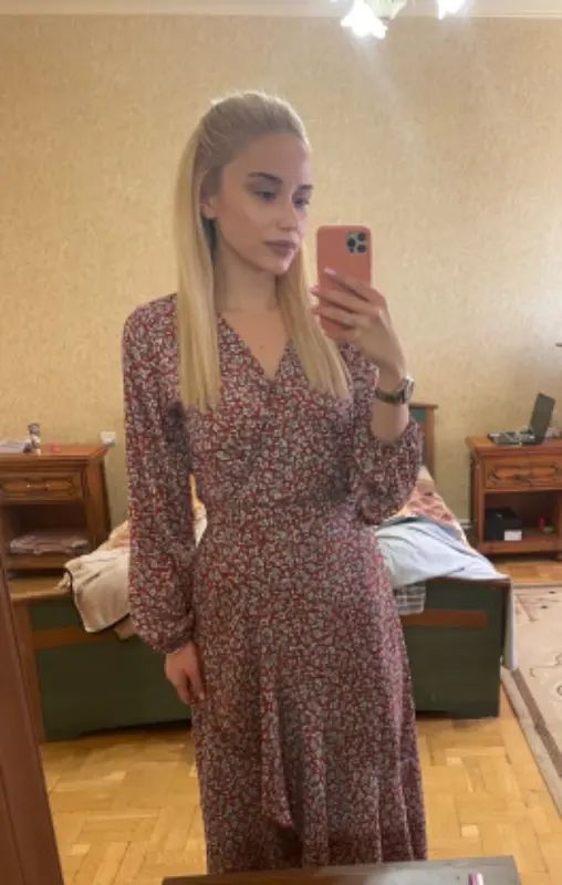 V-neck Floral and Lotus Leaf Lace Up Irregular Dress CD330