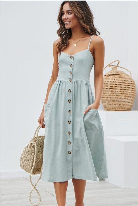 Sling Printed Sleeveless V-neck Dress CD317
