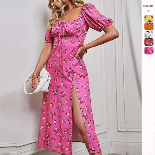Women's Slim Split Floral Dress CD541