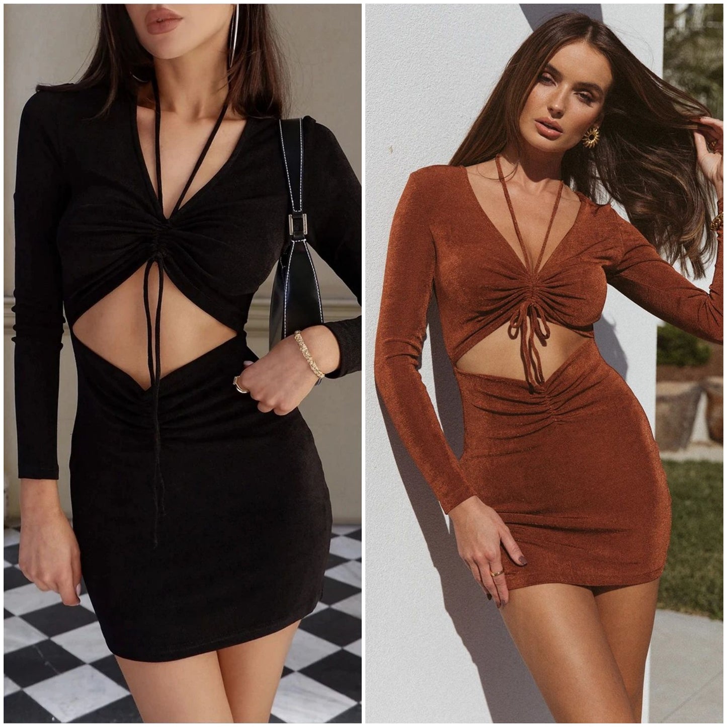 Lace up High Waist Sexy Pleated Hollow Out Dress CD206