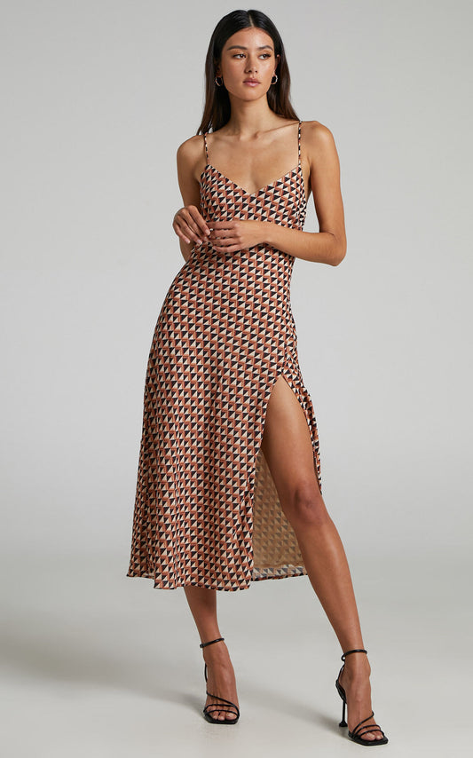 Sling V-neck Sleeveless Sexy Print Dress CD326