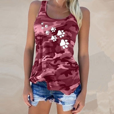 U Neck Sleeveless Camouflage Printed Loose Vest CD389