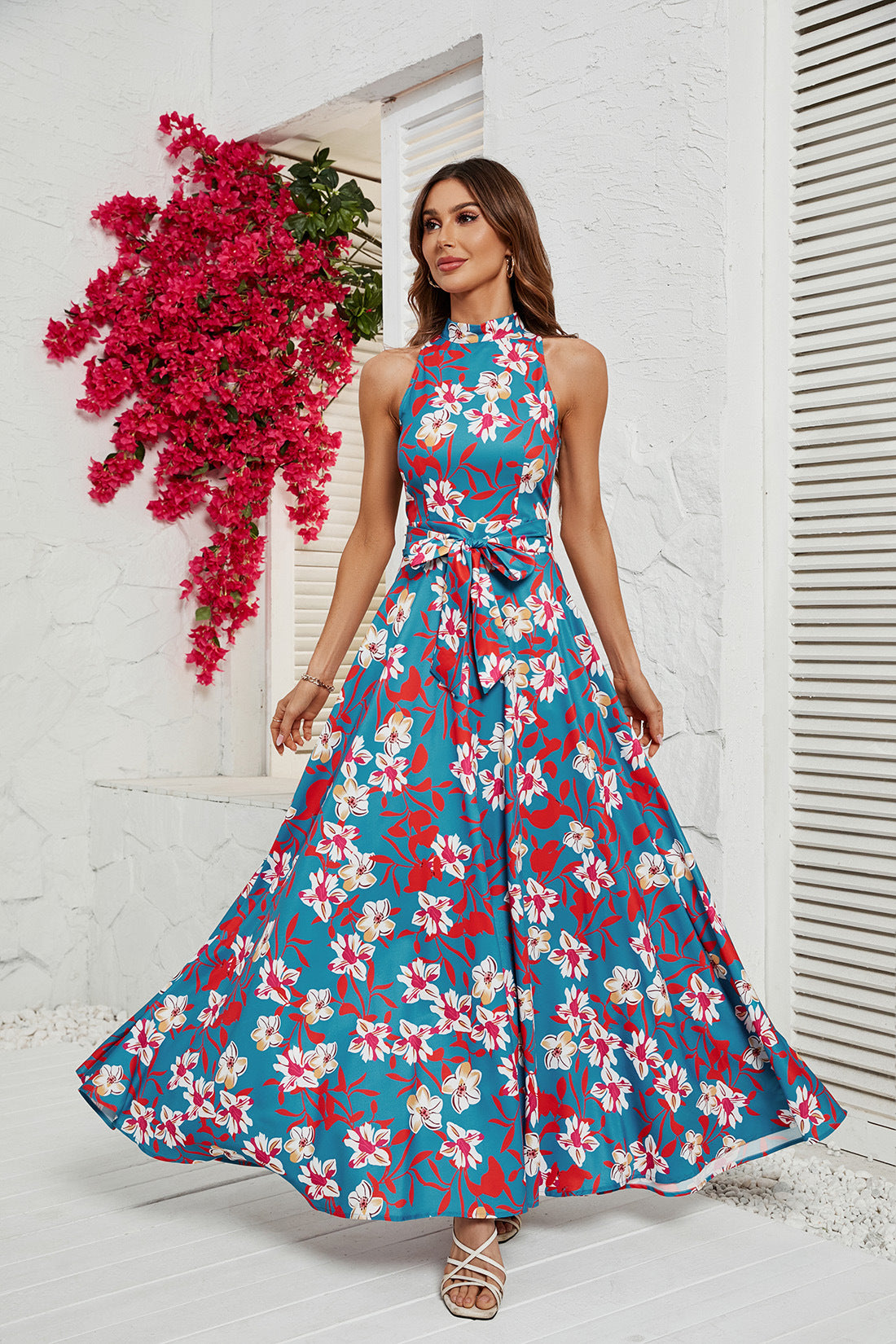 Women's Printed Round Neck Spice Dress CD572