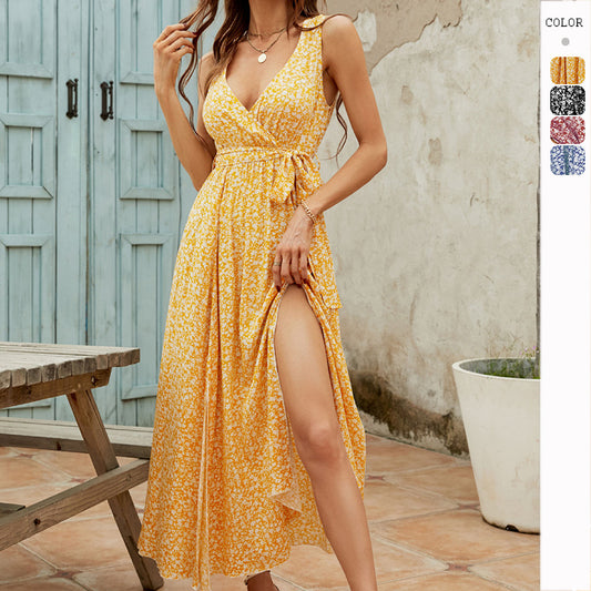 Women's V-neck Floral Print Dress CD513
