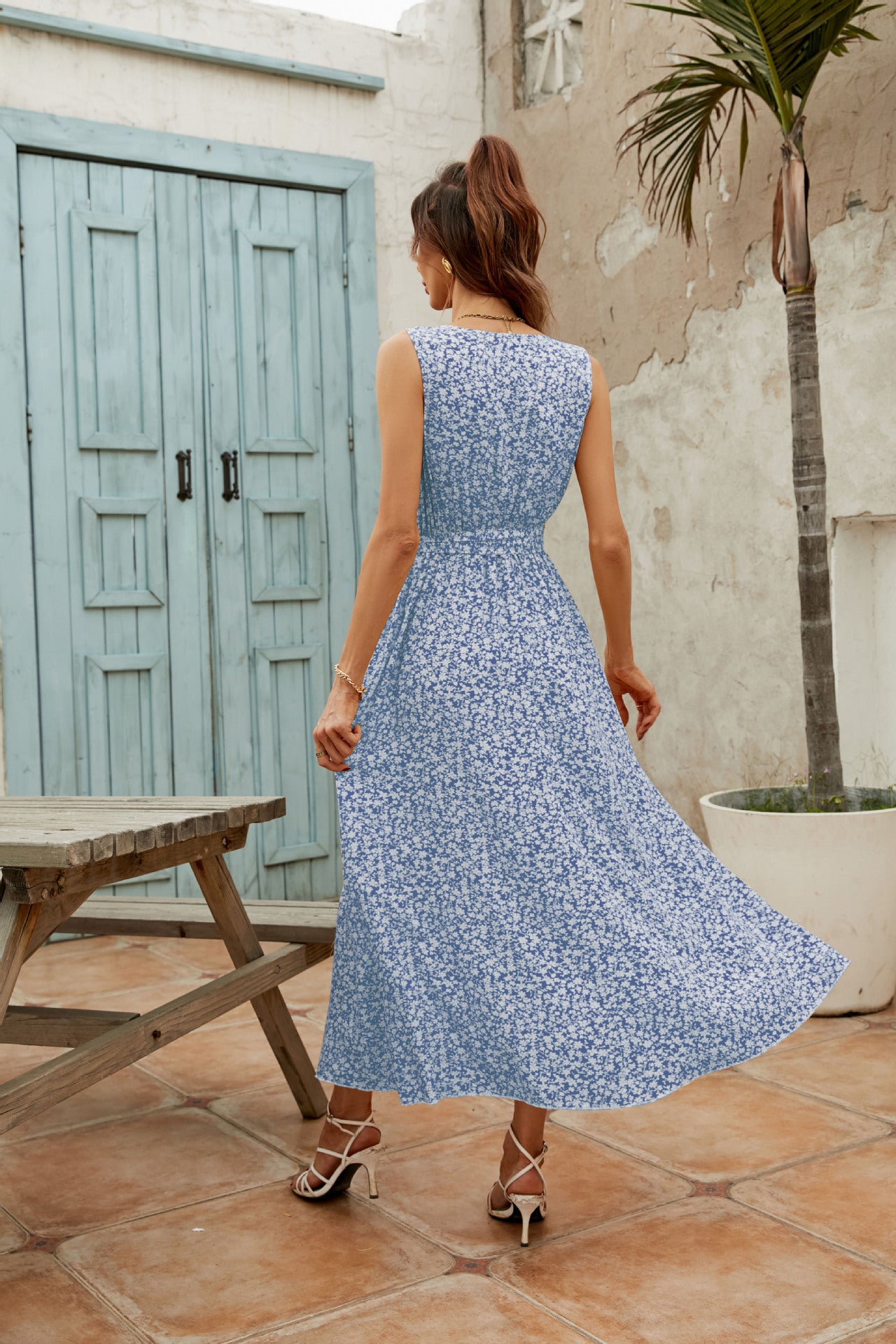 Women's V-neck Floral Print Dress CD513