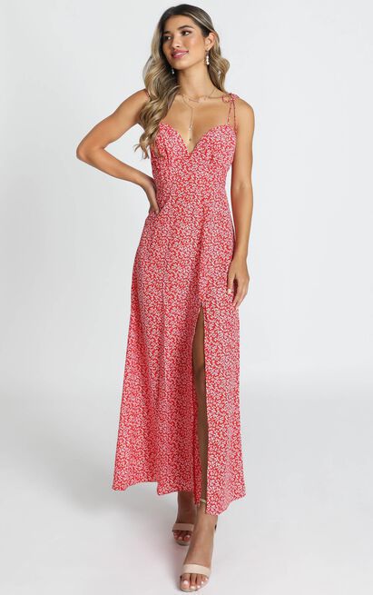 V-neck Strap Sleeveless Printed High Waisted Dress CD344
