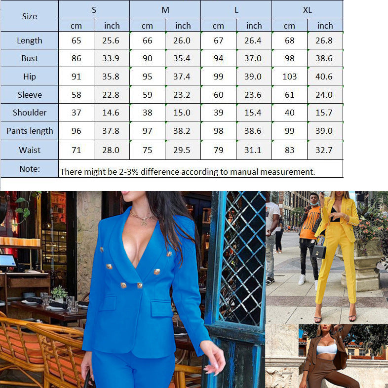 Professional Deep V-Neck Suit Jacket & Pant Sets
