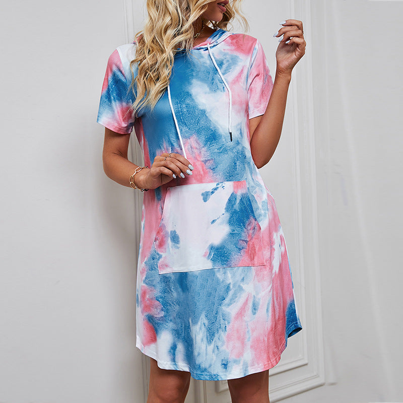 Women's Tie Dyed Short Sleeve Dopamine Dress CD539