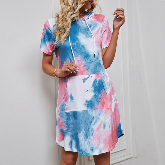 Women's Tie Dyed Short Sleeve Dopamine Dress CD539
