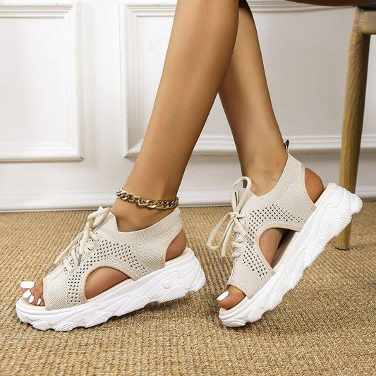 Women's Fish Mouth Thick Bottom Flyknit Casual Sandal CD509