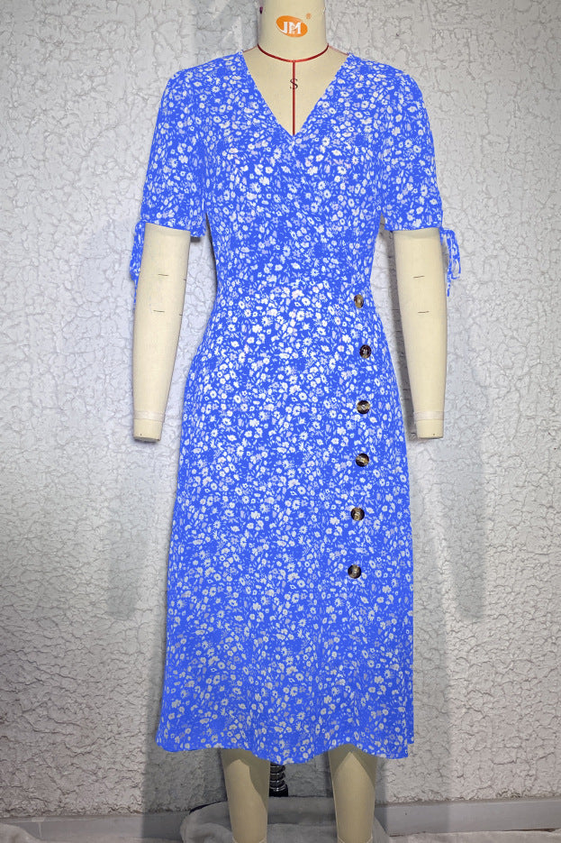 Women's V-neck Split Floral Dress CD537