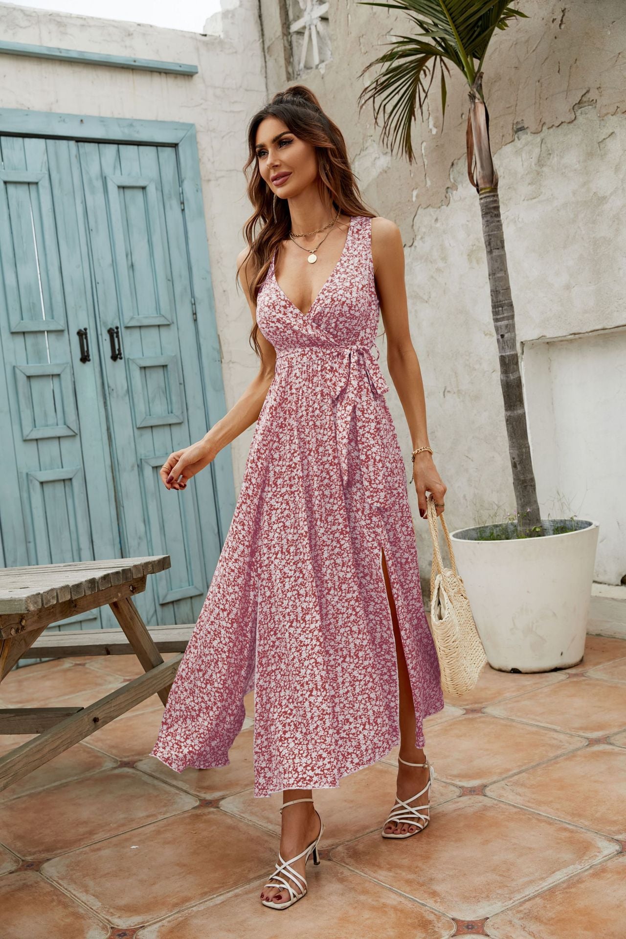 Women's V-neck Floral Print Dress CD513