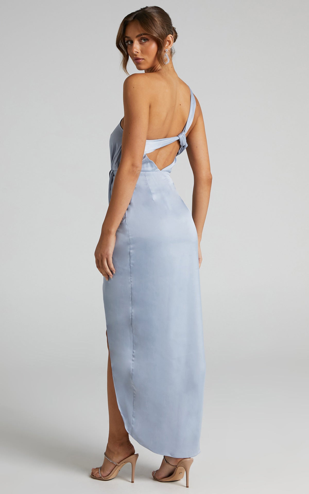 Oblique Neck High Waist Irregular Long Dress CD294